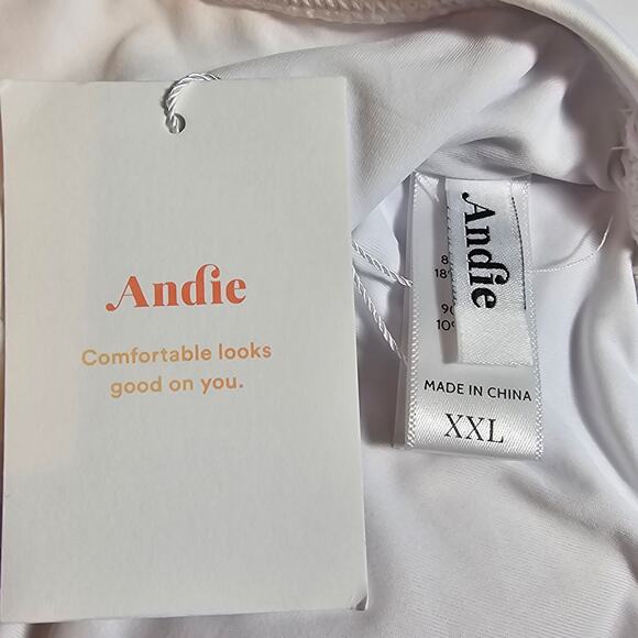 Andie Swim Womans size XXL Nantucket One Piece Swimsuit White One Shoulder NEW - Picture 6 of 8